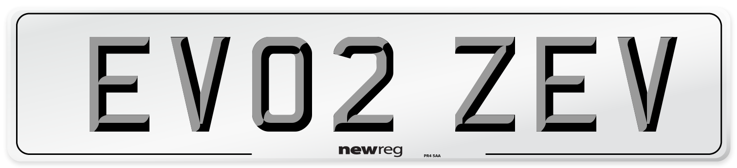 EV02 ZEV Number Plate from New Reg